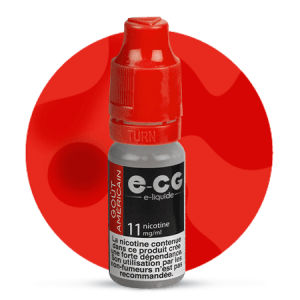 Bouteille de e-liquide ECG Goût Américain 11 mg/ml de nicotine - Flacon de 10 ml avec bouchon sécurisé. E-liquide au goût classique blond, idéal pour les vapoteurs recherchant une saveur authentique. Composition 75% PG / 25% VG pour un hit prononcé et une restitution fidèle des arômes. Disponible en 0mg, 3mg, 6mg, 11mg et 16mg