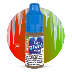 Bouteille de e-liquide E-CG Les Givrés Fruit du Dragon 0 mg/ml de nicotine - Flacon de 10 ml avec bouchon sécurisé. E-liquide fruité et glacé associant la douceur exotique du fruit du dragon à une sensation fraîche intense. Composition 50% PG / 50% VG pour un équilibre optimal entre vapeur, saveur et hit en gorge.
