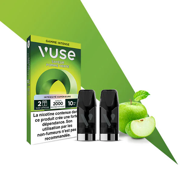 Cartouches Vuse Pro Pomme Verte 18 mg – Une saveur fruitée et acidulée.