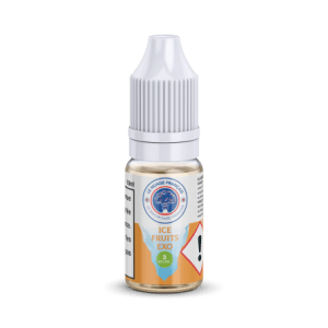 Flacon de e-liquide Ice Fruits Exo 10 ml – Le Nuage Français. Saveur fruitée et fraîche aux fruits exotiques avec une touche mentholée. Disponible en 0, 3, 6 et 12 mg/ml. PG/VG 50/50.