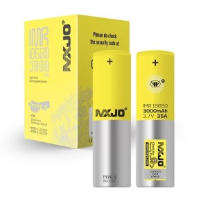 Accu rechargeable MXJO IMR 18650 TYPE-2 3000mAh 3.7V 35A, vendu avec emballage jaune, batterie haute performance pour cigarette électronique, format 18650
