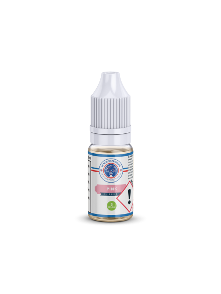 Flacon de e-liquide Pink 10ml de la marque Le Nuage Français – saveur fruits rouges et agrumes, dosage nicotine 3 mg, flacon avec bouchon sécurité enfant et pictogramme de danger, liquide pour cigarette électronique.