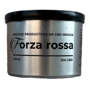 Pot de fleur de CBD Forza Rossa de la marque Prestige. CBD Aubenas, marque premium.