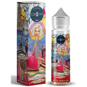 E-liquide Strasbourg et Paillettes 50 ml – Curieux Édition Hexagone, saveur raisin blanc et framboise bleue, flacon sans nicotine, base 40PG/60VG, fabrication française.