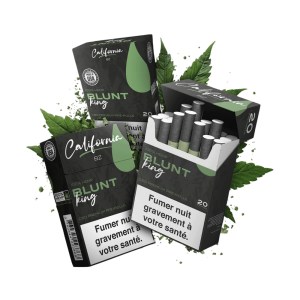 Pack de 20 cigarettes CBD Blunt King California BZ, chanvre naturel, sans tabac ni nicotine, alternative premium sans nicotine.