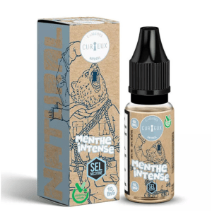 E-liquide Curieux Natural Menthe Intense 10 ml, saveur menthe glaciale, base 50 % Végétol / 50 % Glycérine Végétale, disponible en 10 mg, 20 mg de nicotine, fabrication française.