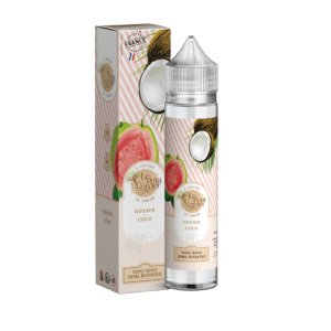Flacon 50 ml Goyave Coco – Le Petit Verger, saveur goyave & noix de coco, format sans nicotine, ratio 50/50.