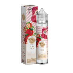 Flacon 50 ml Le Petit Verger Fraise Litchi – Saveur fraise & litchi, format sans nicotine, ratio 50/50.