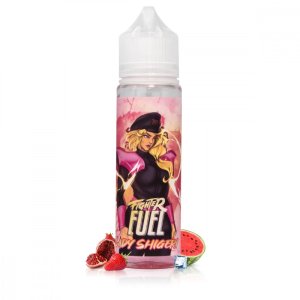 Flacon 50 ml Lady Shigeri – Fighter Fuel, saveur fraise, pastèque, grenade et fraîcheur, format sans nicotine, ratio 40/60.