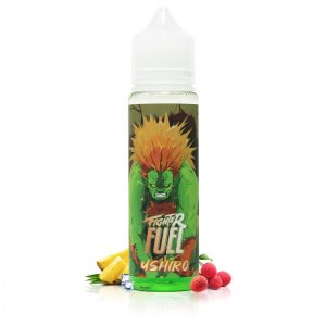 E-liquide Ushiro 50 ml – Fighter Fuel, saveur ananas & litchi avec fraîcheur, format sans nicotine, ratio 40/60.