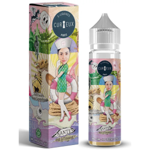 Flacon Nantes est à l’Ouest 50 ml – Curieux, saveur biscuit Petit Beurre et noix caramélisées, format sans nicotine, ratio 40/60.