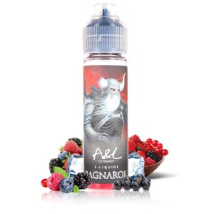E-liquide Ragnarok 50 ml – A&L, saveurs fruits rouges & cassis avec fraîcheur, format sans nicotine, ratio 50/50.