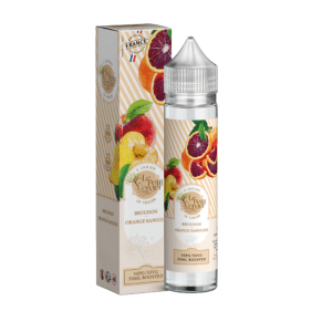 Flacon 50 ml Brugnon Orange Sanguine – Le Petit Verger, saveurs brugnon & orange sanguine, format sans nicotine, ratio 50/50.